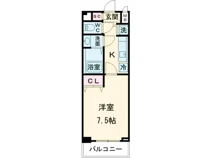ガーラ・ヒルズ目黒東山(1K/1階)の間取り写真