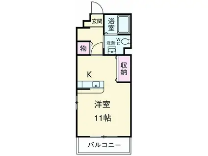 アビテ弁天(ワンルーム/2階)の間取り写真