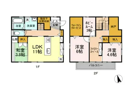名鉄名古屋本線 中京競馬場前駅 徒歩18分 2階建 築11年(3LDK)の間取り写真