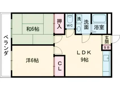 ハウスポート篠崎(2LDK/3階)の間取り写真