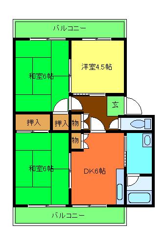 コーポラス府中(3DK/3階)の間取り写真