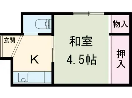 六波羅荘(1K/1階)の間取り写真