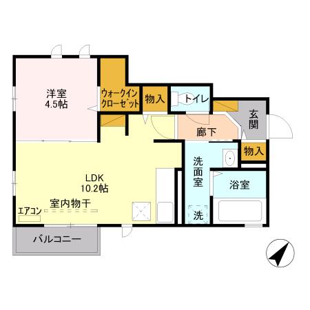 フローラⅡ(1LDK/1階)の間取り写真
