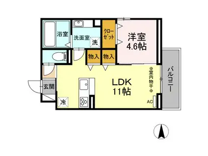 セレノム(1LDK/3階)の間取り写真