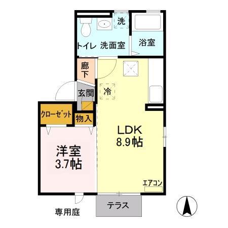 ルシール細谷A(1LDK/1階)の間取り写真