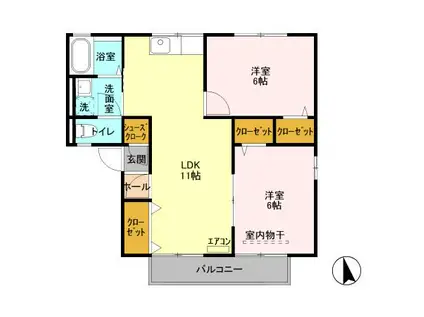 サンセールハイツB(2LDK/2階)の間取り写真