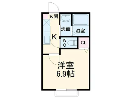 プレジール三山(1K/2階)の間取り写真