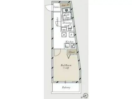 LA DOUCEUR赤塚(1K/5階)の間取り写真