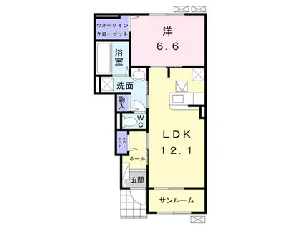ローレルガーデンⅡ(1LDK/1階)の間取り写真