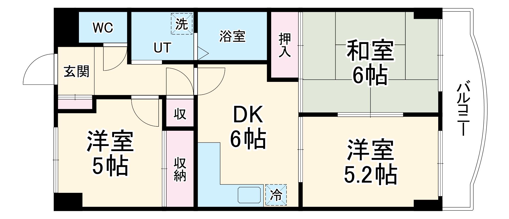 本町ハウス(3DK/3階)の間取り写真