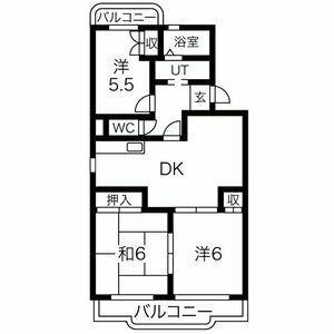 カーメルズタウン 2(3DK/2階)の間取り写真