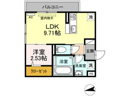 リビングタウン富木島 B(1LDK/2階)の間取り写真
