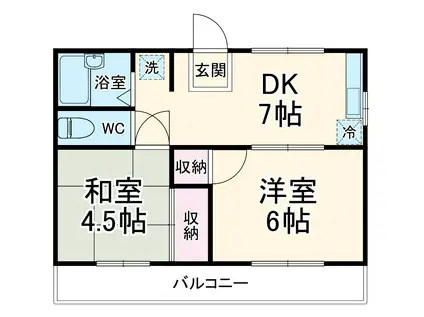 神の倉ハイツ(2DK/2階)の間取り写真