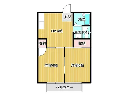 高林ハイツ(2DK/2階)の間取り写真