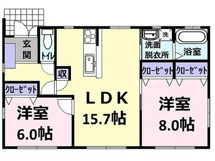 遠州鉄道 八幡駅(静岡) 徒歩63分 1階建 築12年(2LDK)の間取り写真