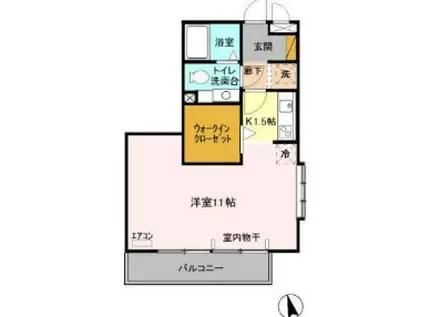 グランドセントレア888 B(1K/3階)の間取り写真