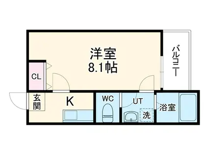 クレフラスト三吉II(1K/1階)の間取り写真
