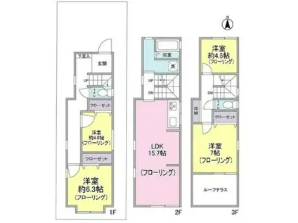 西武池袋・豊島線 東長崎駅 徒歩7分 3階建 築18年(4LDK)の間取り写真