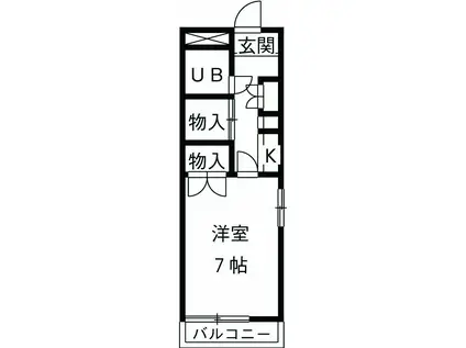 鬼頭小碓ビル(1K/3階)の間取り写真
