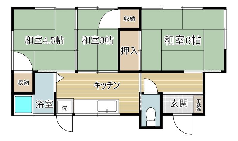 京王電鉄高尾線 高尾山口駅 徒歩17分 1階建 築54年(3K)の間取り写真