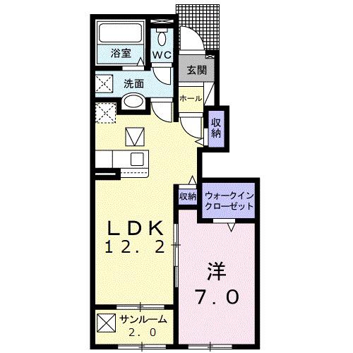 AFCレジデンス・ⅩⅡ(1LDK/1階)の間取り写真