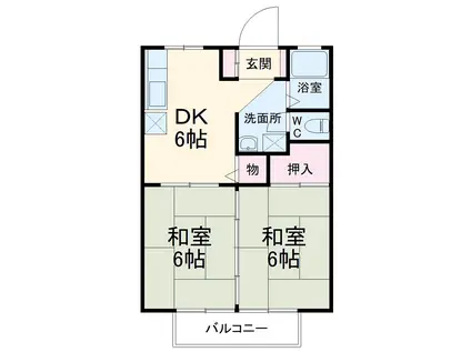 プラトゥー高間ハイツ(2DK/2階)の間取り写真