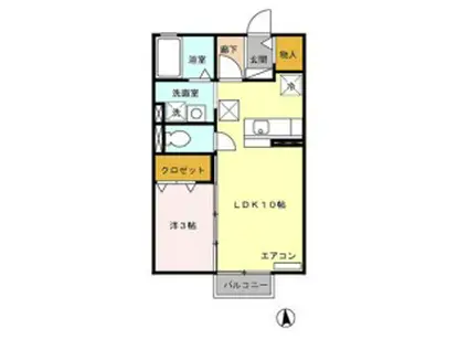 グラシューズ B棟(1LDK/1階)の間取り写真