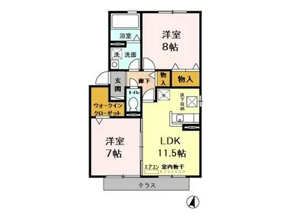 ロイヤルスクエアC(2LDK/1階)の間取り写真