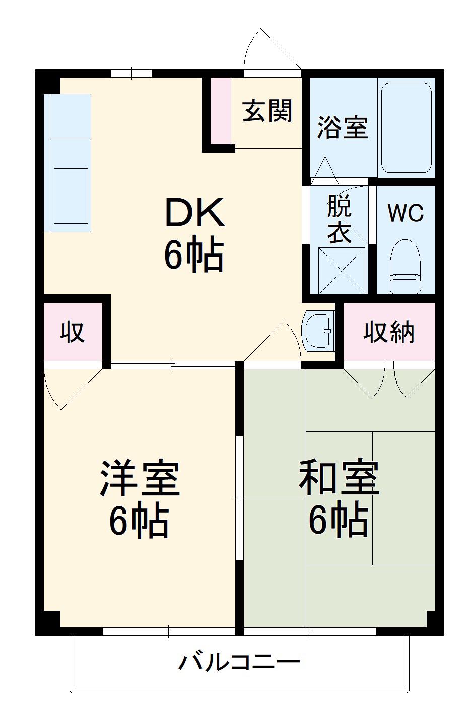 ひまわりハイツA(2DK/1階)の間取り写真
