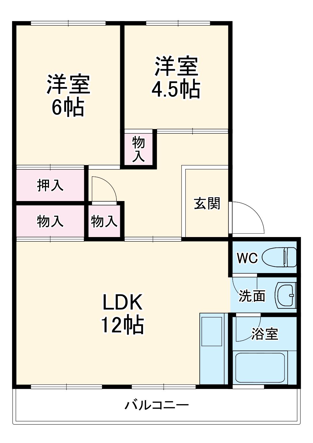 コーポ高村(2LDK/2階)の間取り写真