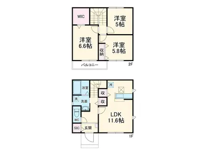八高線 東飯能駅 徒歩16分 2階建 築11年(3LDK)の間取り写真