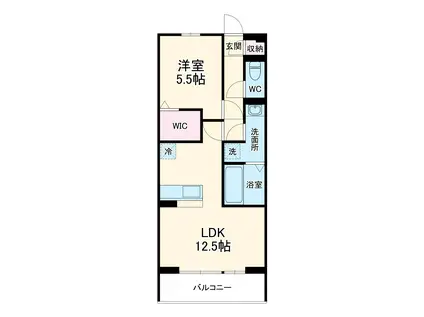オレオール中央通(1LDK/3階)の間取り写真