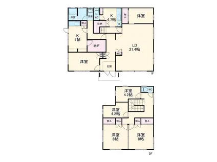 相模鉄道いずみ野線 緑園都市駅 徒歩8分 2階建 築29年(5SLDK)の間取り写真