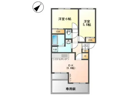 サンシティ(2DK/1階)の間取り写真