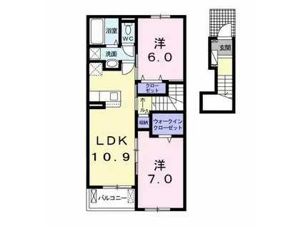 ベル・ウッド富津 Ⅱ(2LDK/2階)の間取り写真