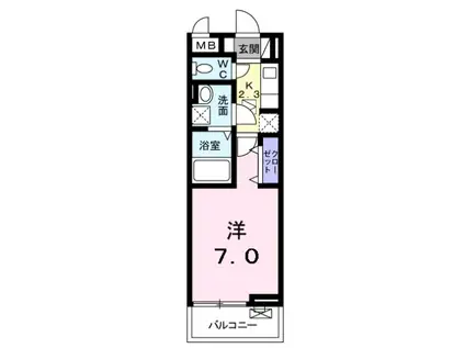 リーヌ並木Ⅰ(1K/1階)の間取り写真