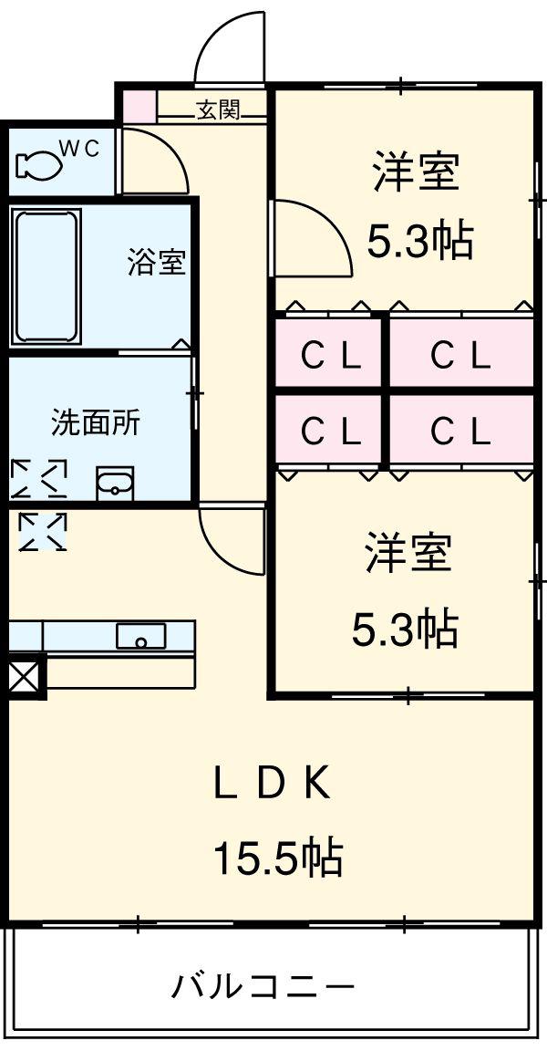 アン・シャン・ウルー(2LDK/1階)の間取り写真