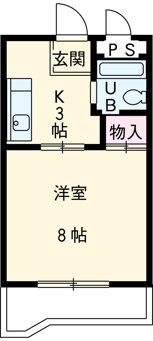 サンライズ深津(1DK/3階)の間取り写真