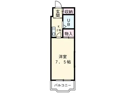 HILLS FUJIKAWA(1K/1階)の間取り写真