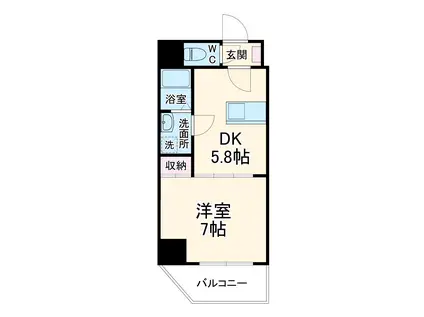 ロゼットⅢ(1DK/4階)の間取り写真