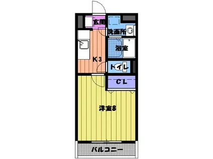 エレンシア(1K/3階)の間取り写真