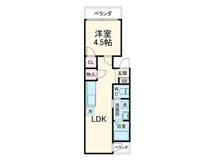 アスパイアー・ティクス(1LDK/3階)の間取り写真