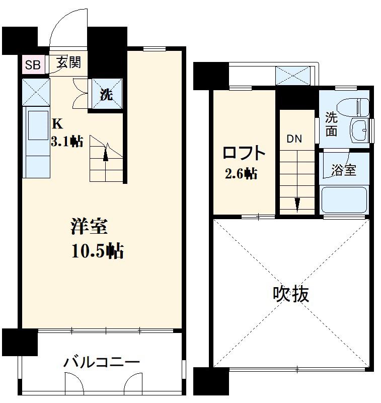 ドゥーエ新丸子(ワンルーム/6階)の間取り写真