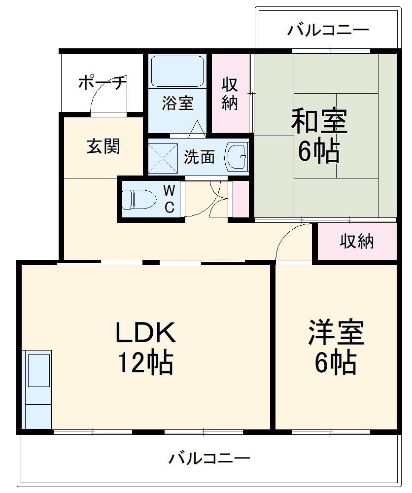 ラフォーレ渡瀬B(2LDK/4階)の間取り写真