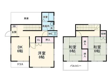 武蔵野線 船橋法典駅 徒歩15分 2階建 築37年(3DK)の間取り写真