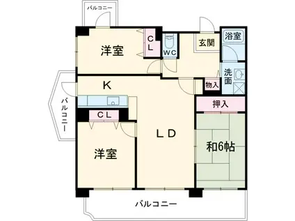 セントラル滝の水(3LDK/3階)の間取り写真