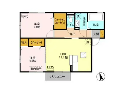 ルミウス(2LDK/1階)の間取り写真