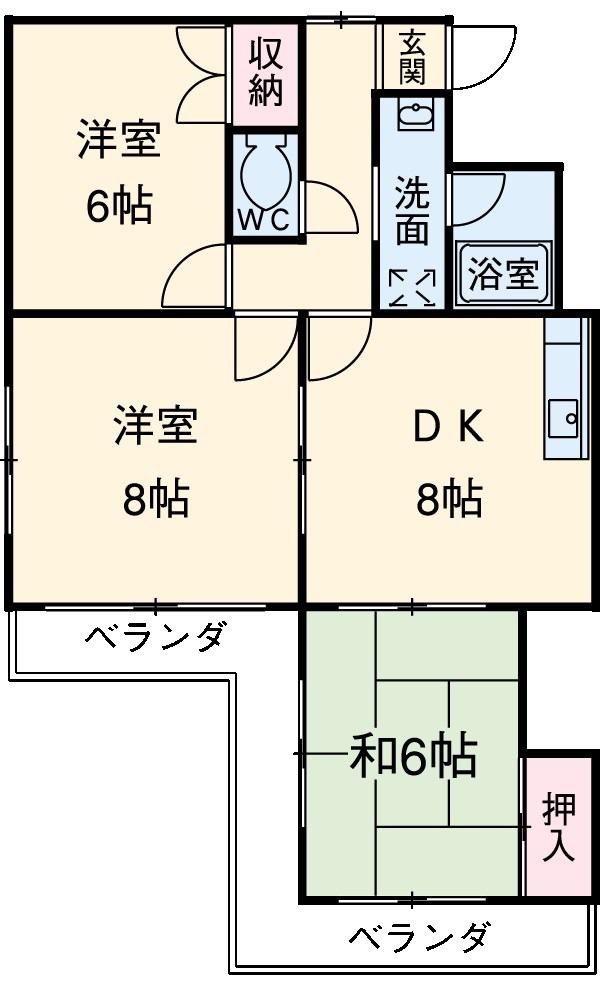 カルナハイツ(3DK/4階)の間取り写真