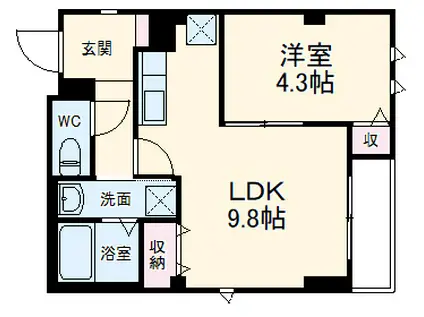 CASA DE RENO(1LDK/4階)の間取り写真