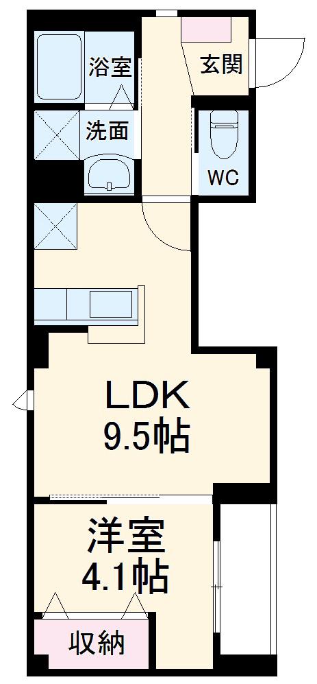 CASA DE RENO(1LDK/4階)の間取り写真